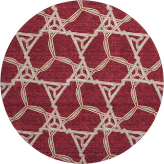 Piper Looms Mayfield Geometric AMF959 Burgundy Machine Washable Area Rug Round Main Image
