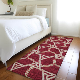 Piper Looms Mayfield Geometric AMF959 Burgundy Machine Washable Area Rug Runner Lifestyle Image Feature