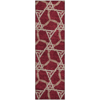 Piper Looms Mayfield Geometric AMF959 Burgundy Machine Washable Area Rug Runner Main Image