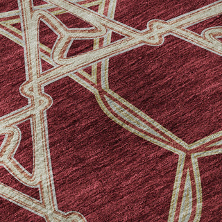 Piper Looms Mayfield Geometric AMF959 Burgundy Machine Washable Area Rug Swatch Image