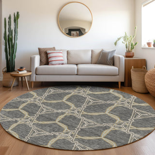 Piper Looms Mayfield Geometric AMF959 Charcoal Machine Washable Area Rug Round Lifestyle Image Feature
