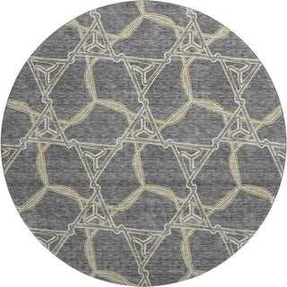 Piper Looms Mayfield Geometric AMF959 Charcoal Machine Washable Area Rug Round Main Image