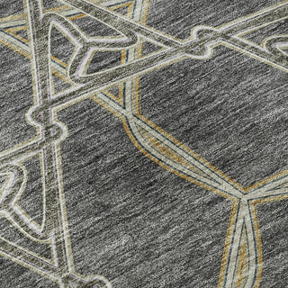 Piper Looms Mayfield Geometric AMF959 Charcoal Machine Washable Area Rug Swatch Image