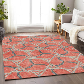 Piper Looms Mayfield Geometric AMF959 Coral Machine Washable Area Rug Lifestyle Image Feature