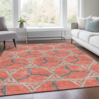 Piper Looms Mayfield Geometric AMF959 Coral Machine Washable Area Rug Lifestyle Image Feature