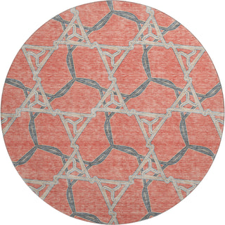 Piper Looms Mayfield Geometric AMF959 Coral Machine Washable Area Rug Round Main Image