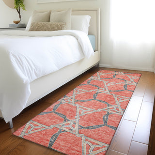 Piper Looms Mayfield Geometric AMF959 Coral Machine Washable Area Rug Runner Lifestyle Image Feature