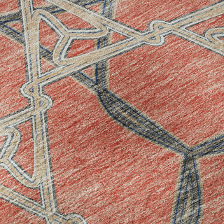 Piper Looms Mayfield Geometric AMF959 Coral Machine Washable Area Rug Swatch Image