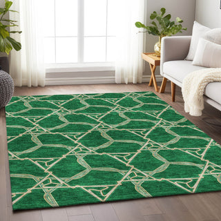 Piper Looms Mayfield Geometric AMF959 Emerald Machine Washable Area Rug Lifestyle Image Feature