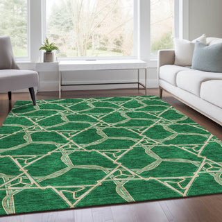 Piper Looms Mayfield Geometric AMF959 Emerald Machine Washable Area Rug Lifestyle Image Feature