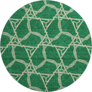 Piper Looms Mayfield Geometric AMF959 Emerald Machine Washable Area Rug Round Main Image