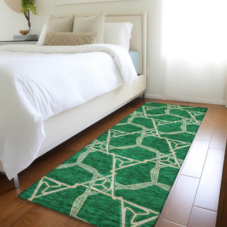 Piper Looms Mayfield Geometric AMF959 Emerald Machine Washable Area Rug Runner Lifestyle Image Feature