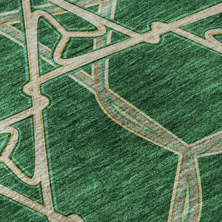 Piper Looms Mayfield Geometric AMF959 Emerald Machine Washable Area Rug Swatch Image