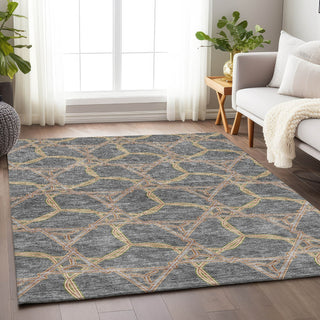 Piper Looms Mayfield Geometric AMF959 Gray Machine Washable Area Rug Lifestyle Image Feature