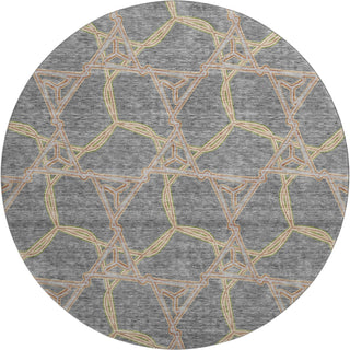 Piper Looms Mayfield Geometric AMF959 Gray Machine Washable Area Rug Round Main Image