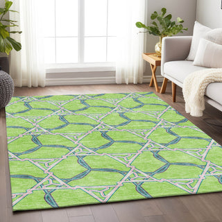Piper Looms Mayfield Geometric AMF959 Lime Machine Washable Area Rug Lifestyle Image Feature