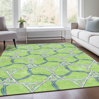 Piper Looms Mayfield Geometric AMF959 Lime Machine Washable Area Rug Lifestyle Image Feature
