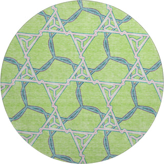 Piper Looms Mayfield Geometric AMF959 Lime Machine Washable Area Rug Round Main Image