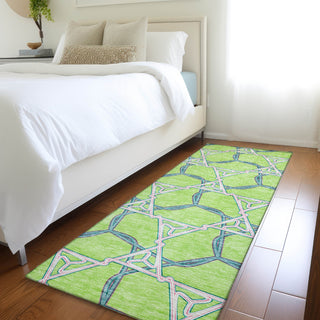 Piper Looms Mayfield Geometric AMF959 Lime Machine Washable Area Rug Runner Lifestyle Image Feature
