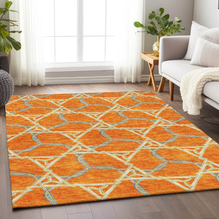 Piper Looms Mayfield Geometric AMF959 Orange Machine Washable Area Rug Lifestyle Image Feature