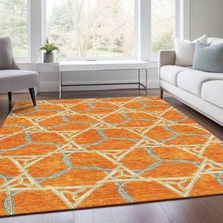 Piper Looms Mayfield Geometric AMF959 Orange Machine Washable Area Rug Lifestyle Image Feature