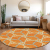 Piper Looms Mayfield Geometric AMF959 Orange Machine Washable Area Rug Round Lifestyle Image Feature