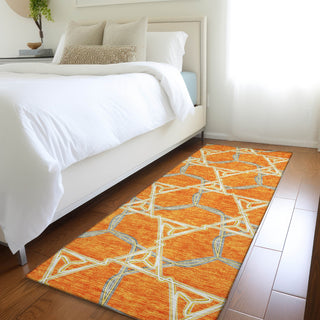 Piper Looms Mayfield Geometric AMF959 Orange Machine Washable Area Rug Runner Lifestyle Image Feature