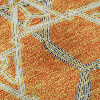 Piper Looms Mayfield Geometric AMF959 Orange Machine Washable Area Rug Swatch Image