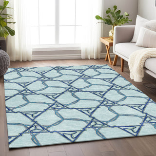 Piper Looms Mayfield Geometric AMF959 Sky Machine Washable Area Rug Lifestyle Image Feature