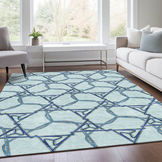 Piper Looms Mayfield Geometric AMF959 Sky Machine Washable Area Rug Lifestyle Image Feature