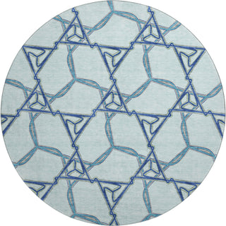 Piper Looms Mayfield Geometric AMF959 Sky Machine Washable Area Rug Round Main Image