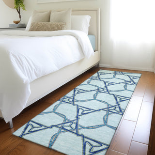 Piper Looms Mayfield Geometric AMF959 Sky Machine Washable Area Rug Runner Lifestyle Image Feature