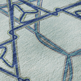 Piper Looms Mayfield Geometric AMF959 Sky Machine Washable Area Rug Swatch Image