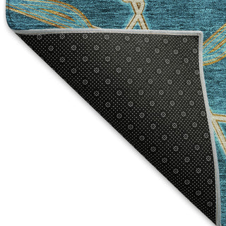 Piper Looms Mayfield Geometric AMF959 Teal Machine Washable Area Rug Backing Image