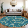 Piper Looms Mayfield Geometric AMF959 Teal Machine Washable Area Rug Round Lifestyle Image Feature