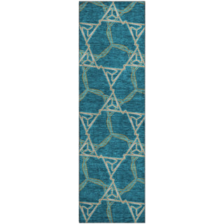 Piper Looms Mayfield Geometric AMF959 Teal Machine Washable Area Rug Runner Main Image