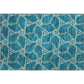 Piper Looms Mayfield Geometric AMF959 Teal Machine Washable Area Rug Scatter Main Image