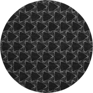 Piper Looms Mayfield Geometric AMF960 Black Machine Washable Area Rug Round Main Image