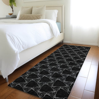 Piper Looms Mayfield Geometric AMF960 Black Machine Washable Area Rug Runner Lifestyle Image Feature