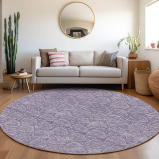 Piper Looms Mayfield Geometric AMF960 Lavender Machine Washable Area Rug Round Lifestyle Image Feature