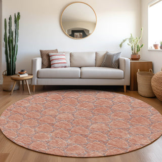 Piper Looms Mayfield Geometric AMF960 Salmon Machine Washable Area Rug Round Lifestyle Image Feature
