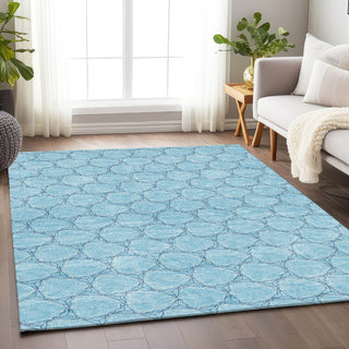 Piper Looms Mayfield Geometric AMF960 Sky Machine Washable Area Rug Lifestyle Image Feature