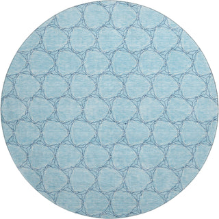 Piper Looms Mayfield Geometric AMF960 Sky Machine Washable Area Rug Round Main Image