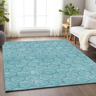 Piper Looms Mayfield Geometric AMF960 Teal Machine Washable Area Rug Lifestyle Image Feature