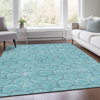 Piper Looms Mayfield Geometric AMF960 Teal Machine Washable Area Rug Lifestyle Image Feature
