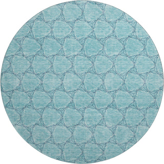 Piper Looms Mayfield Geometric AMF960 Teal Machine Washable Area Rug Round Main Image