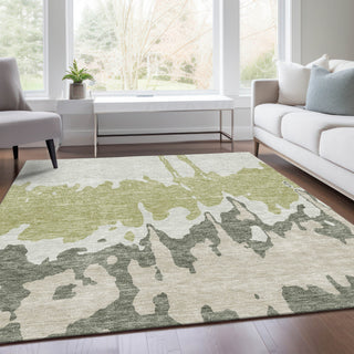 Piper Looms Mayfield Abstract AMF961 Aloe Machine Washable Area Rug Lifestyle Image Feature