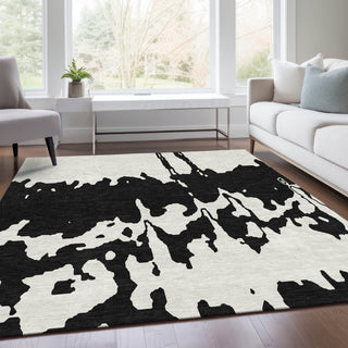 Piper Looms Mayfield Abstract AMF961 Black Machine Washable Area Rug Lifestyle Image Feature