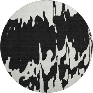 Piper Looms Mayfield Abstract AMF961 Black Machine Washable Area Rug Round Main Image