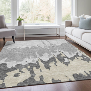 Piper Looms Mayfield Abstract AMF961 Gray Machine Washable Area Rug Lifestyle Image Feature